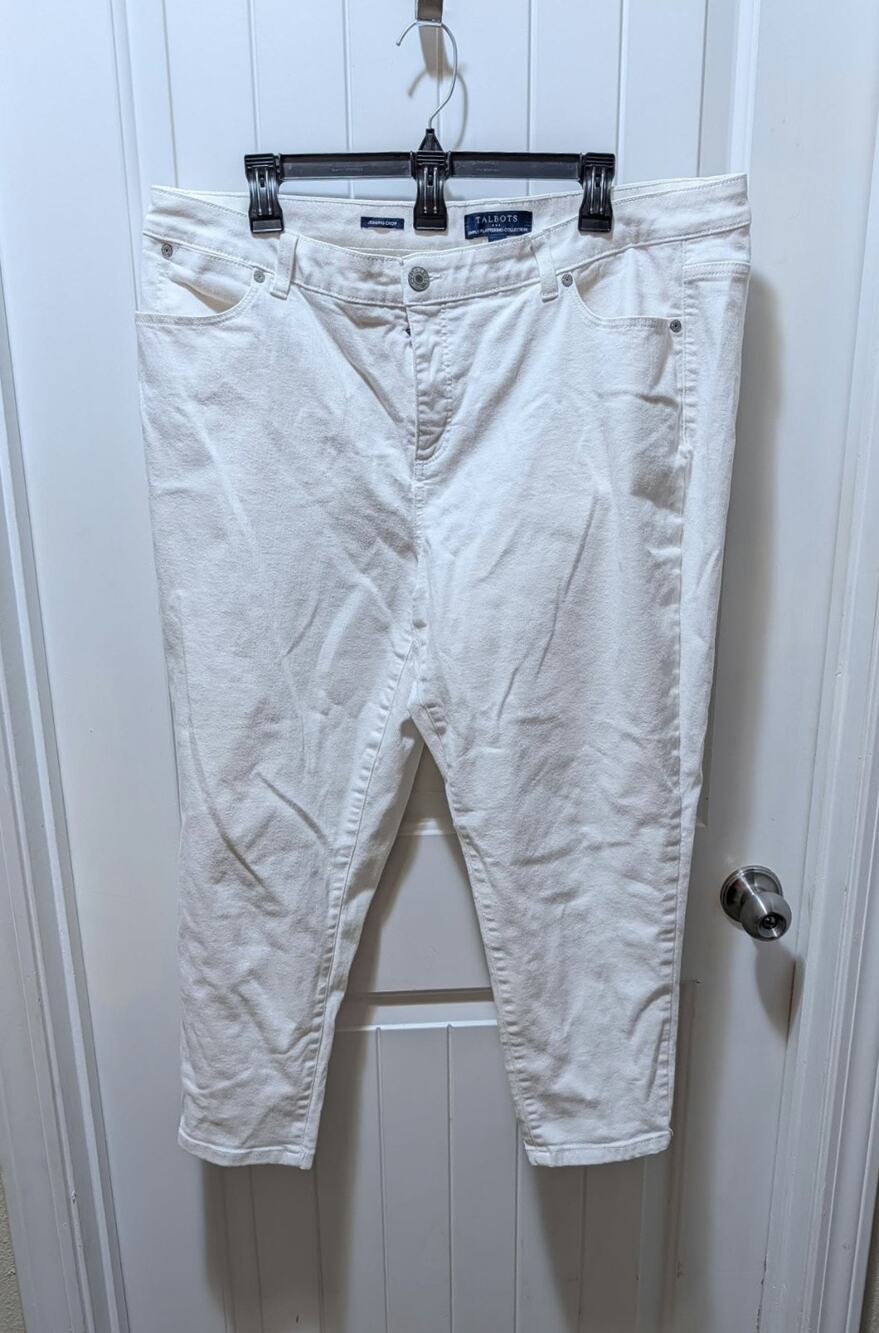 Talbots Simply Flattering Boyfriend White Denim Jeans Plus Size 18W